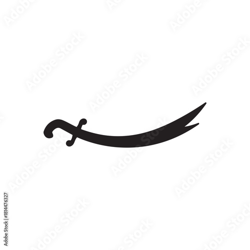 Arabic scimitar sword silhouette icon vector flat design