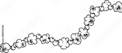 Illustrated Christmas popcorn and cranberry string with decorative holiday flair