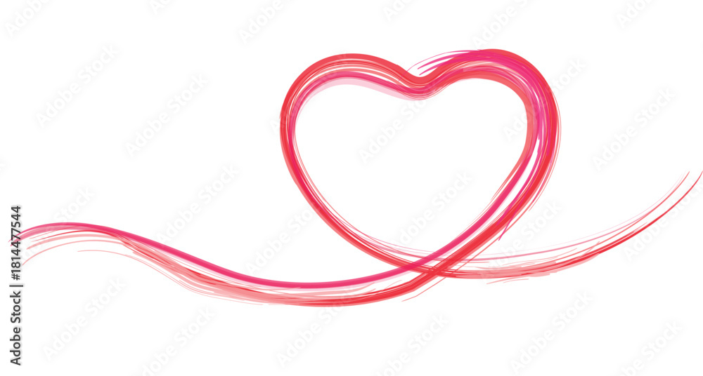 Fototapeta premium Abstract Continuous Line Art in Red and Pink, Symbolizing Love, Romance, Health, Valentine's Day, and Artistic Expression