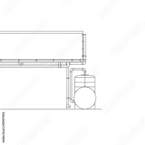 Industrial Piping System Connected to a Storage Tank