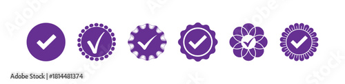 Set of verification check marks and certification emblems ideal for guarantee and quality assurance designs