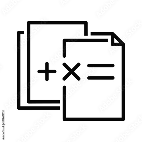 Calculation of financial data on paper isolated on mathematical operations, accounting