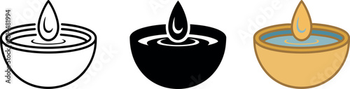 Water Drop Icon in Bowl Set of Graphic Representations Freshness Concept Spa Design