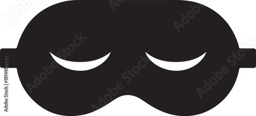 Minimalist Black Eye Mask with Closed Eyelids – Vector Illustration