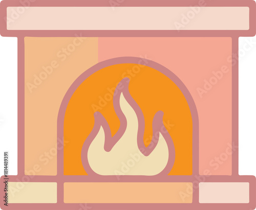 Charming fireplace vector illustration with warm glowing fire for cozy home and comfort concepts