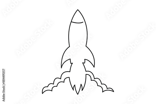 One line rocket illustration showing simple spacecraft launch for creative minimal concepts