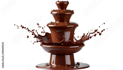 Flowing tiered fountain with splashing dark chocolate