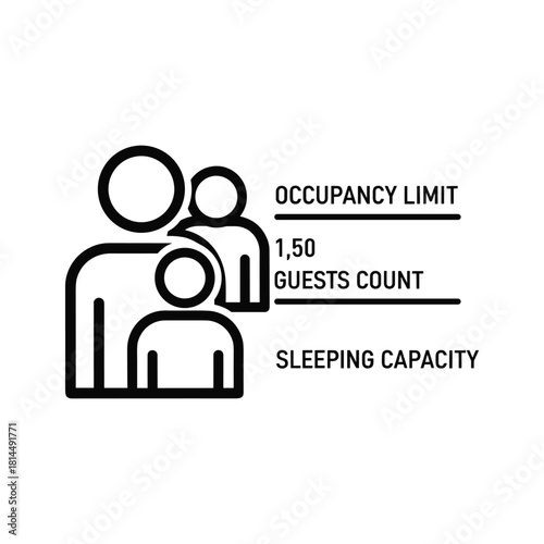 Icon representing occupancy limit, guest count, and sleeping capacity for accommodation or venue