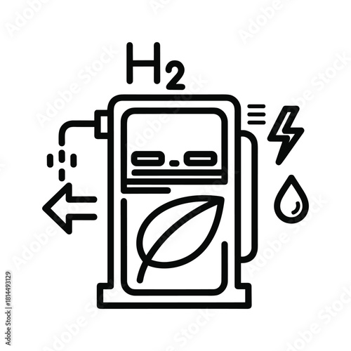 Illustration of hydrogen fuel station isolated on, showcasing clean energy and sustainability