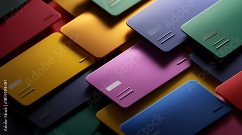 Modern Credit Card Mockup Design - Sleek Layered Glossy Financial Technology Template