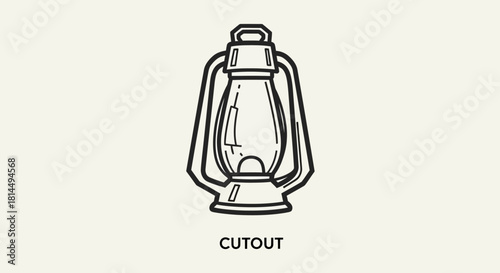 Black and white line drawing of a kerosene lantern