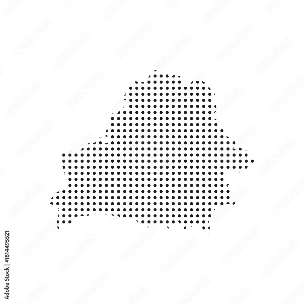 Fototapeta premium Belarus halftone map vector with dotted country silhouette, black dot pattern outline, modern clean geographic abstract design for posters, prints, education, and infographics