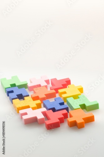 Colorful rubber blocks on white  background.