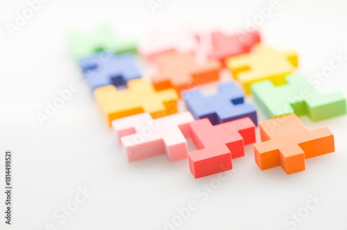 Colorful rubber blocks on white  background.
