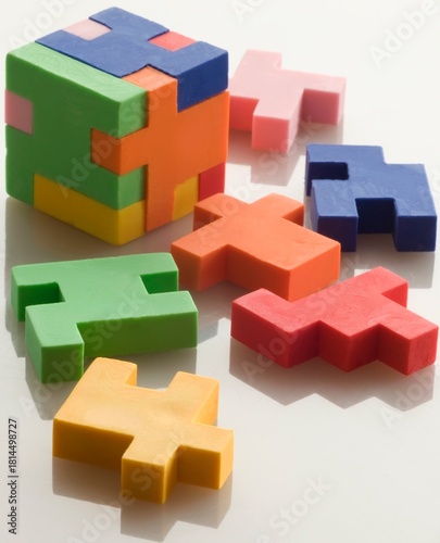 Colorful rubber blocks on white  background.