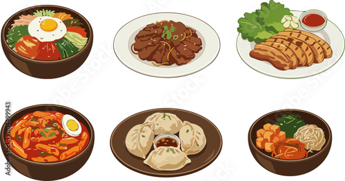 seoulful flavors unveiled an illustrative ode to koreas diverse culinary landscape, isolated on transparent background