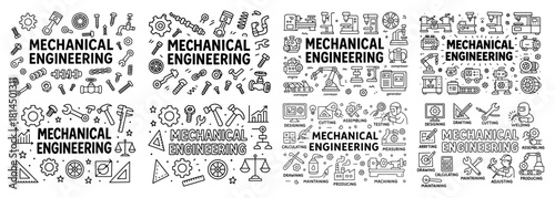 Mechanical engineering tools and icons set