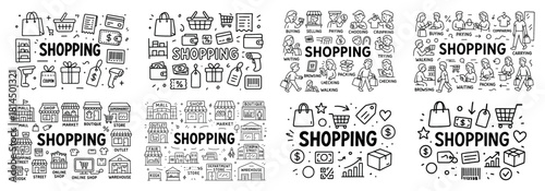 Hand-drawn shopping icons collection