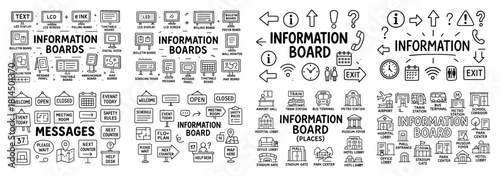 Information boards icons and symbols collection