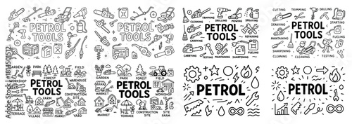 Petrol tools icons set for various activities