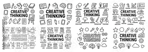 Creative thinking icons and graphics collection