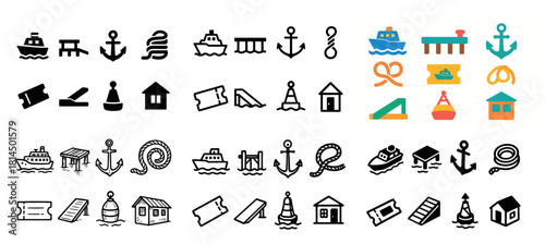 Nautical icons and symbols collection