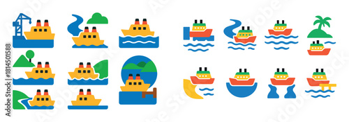 Colorful Ferry Icons