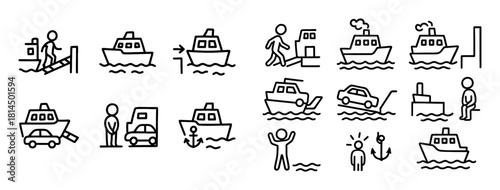 Ferry Activities Doodle Icons