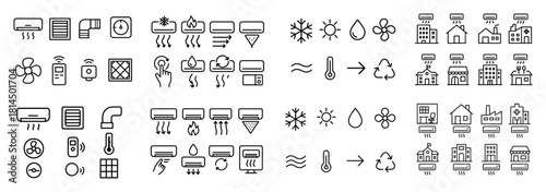 Home climate control icons set