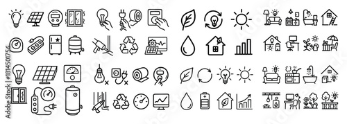 Eco-friendly energy icon set