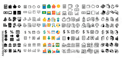 Finance and business icon set collection
