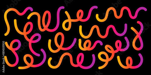 Abstract gradient worms on black background playful and vibrant design