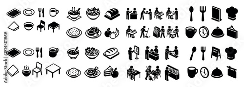 Restaurant icons and dining symbols set