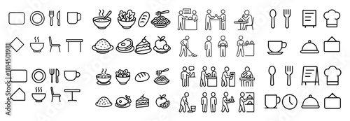 Restaurant theme icon set collection