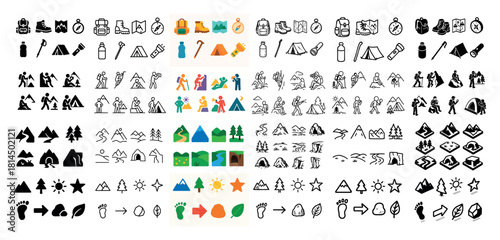 Outdoor adventure icons collection
