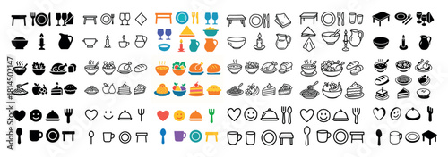 Assorted food and drink icons collection