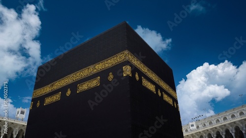 Close up of Kaabah in Mecca, Saudi Arabia. Muslims all around the world face the Kaaba during prayer time.