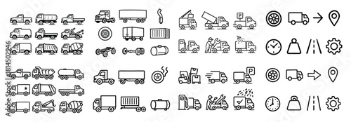 Vehicles and symbols transportation icons