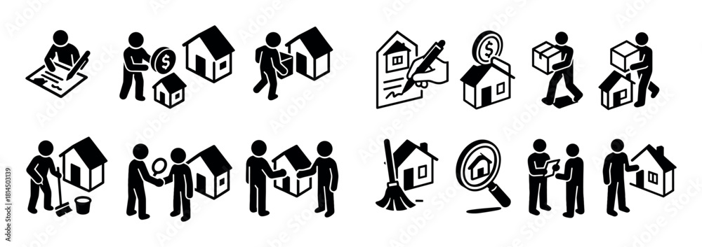 Obraz premium Renting Process Icons