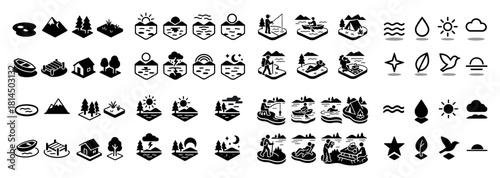 Outdoor adventure icons collection