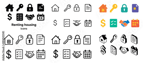 Renting housing icons collection