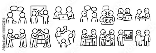 Cooperation Doodle Icons