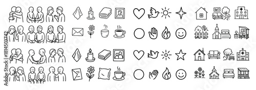 Diverse stick figures and simple icons