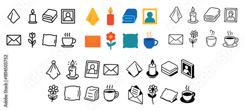 Hand-drawn icons of everyday objects