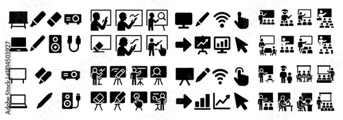 Education and technology icons set
