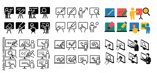 Presentation style icons in various designs