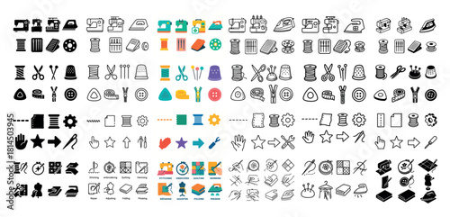 Colorful sewing icons collection