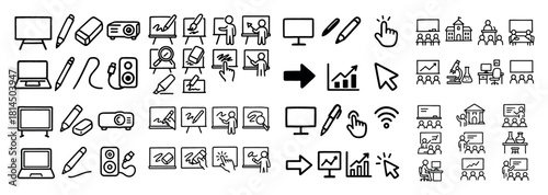 Business presentation icon set collection