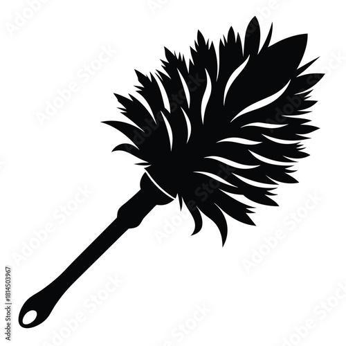 feather duster black and white silhouette on white background