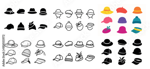 Diverse hat styles collection